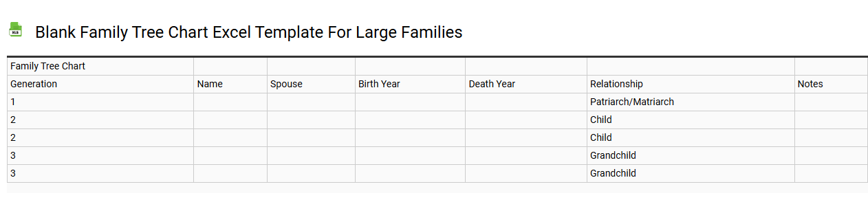 Blank family tree chart Excel template for large families