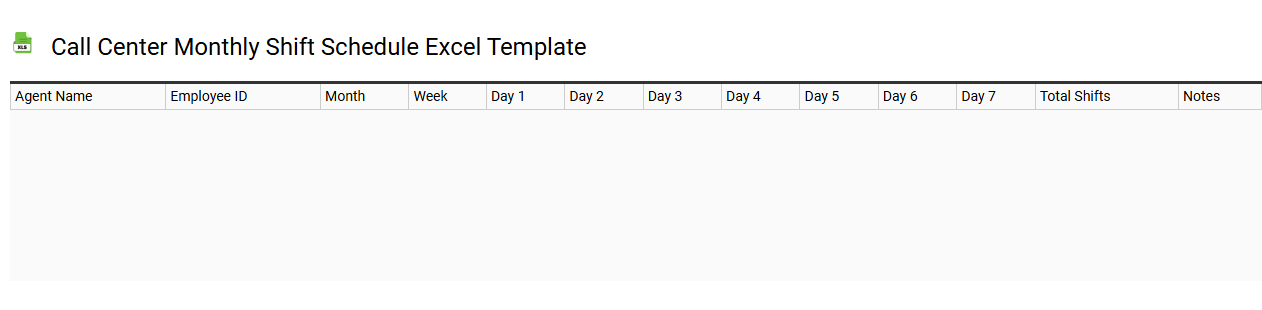 Call center monthly shift schedule Excel template