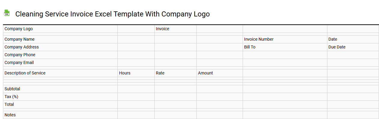 Cleaning service invoice Excel template with company logo