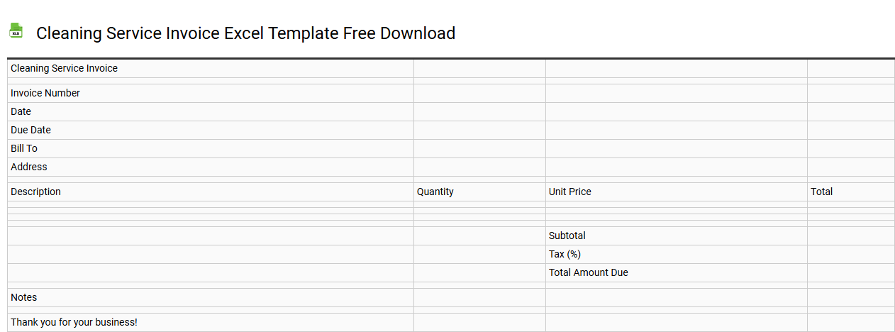 Cleaning service invoice Excel template free download