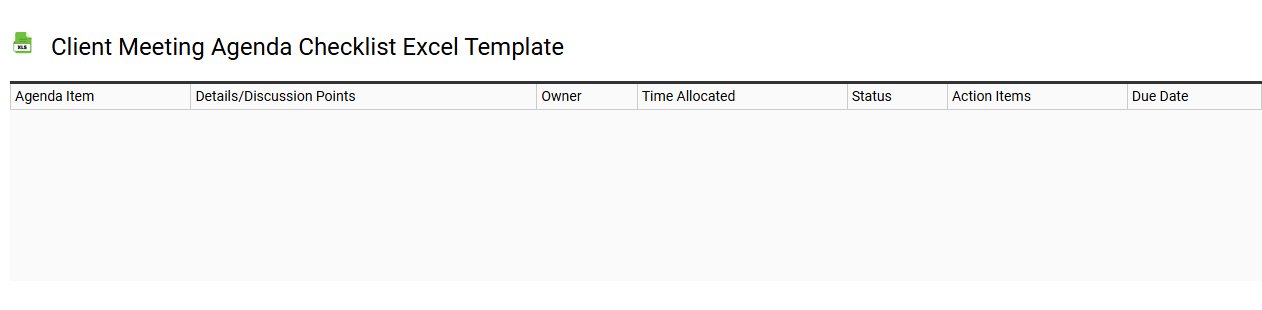 Client meeting agenda checklist Excel template