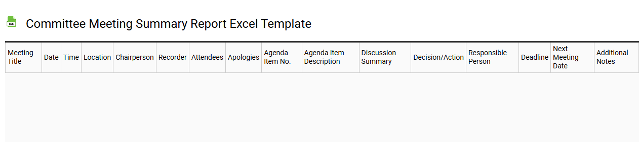 Committee meeting summary report Excel template