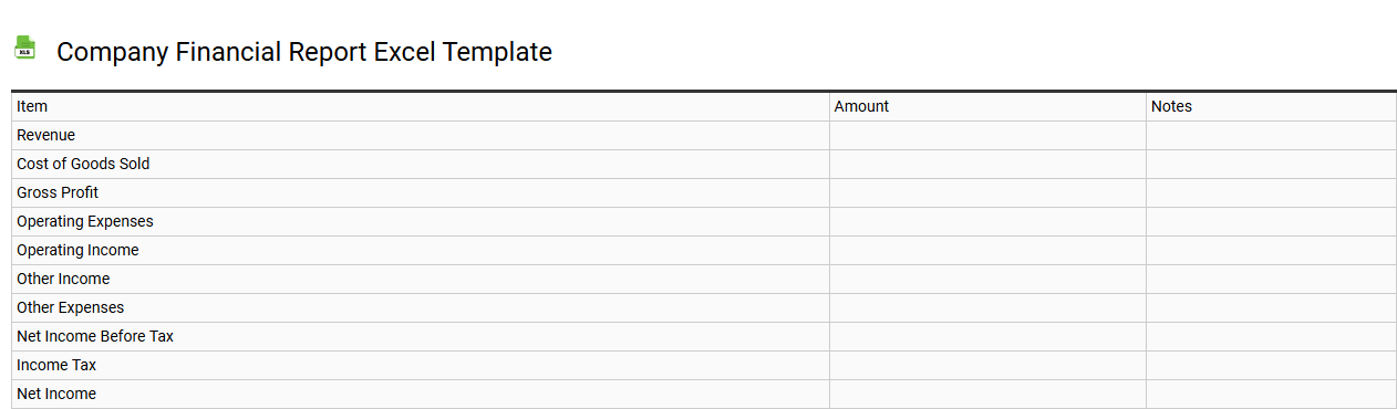 Company financial report Excel template