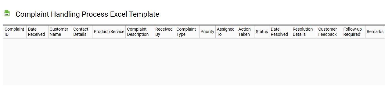 Complaint handling process Excel template