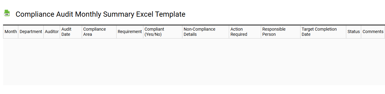 Compliance audit monthly summary Excel template