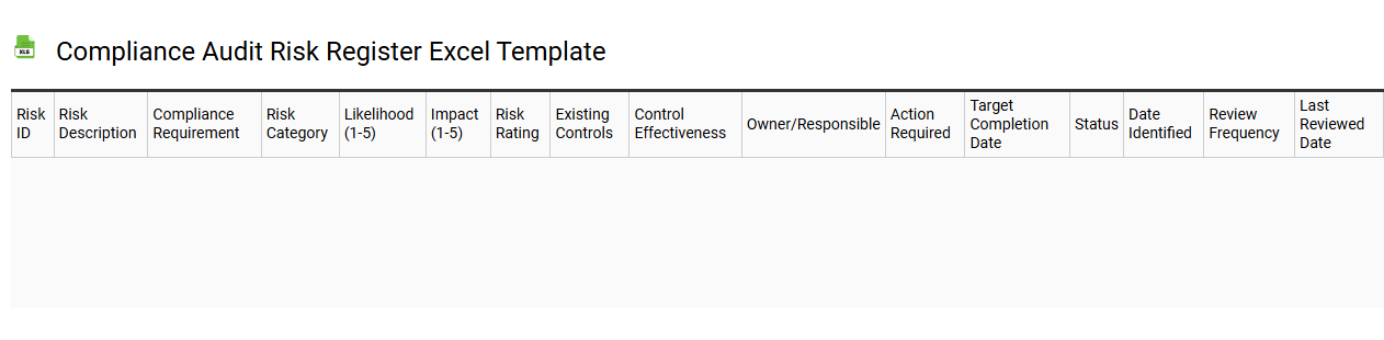 Compliance audit risk register Excel template