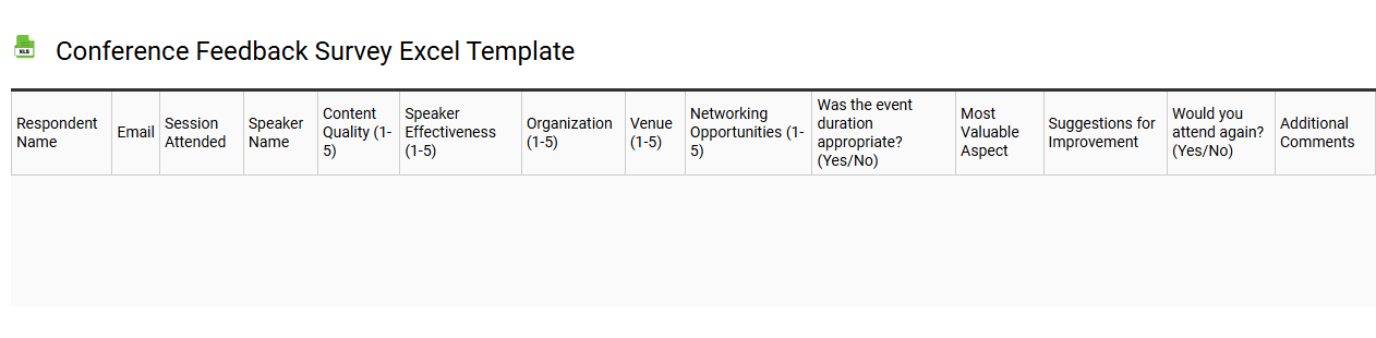 Conference feedback survey Excel template