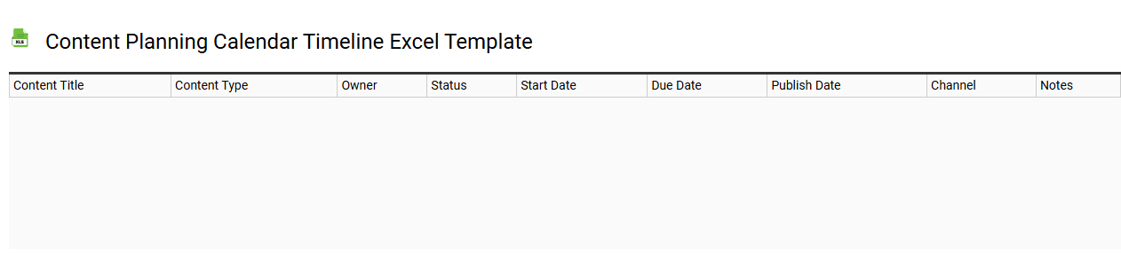 Content planning calendar timeline Excel template
