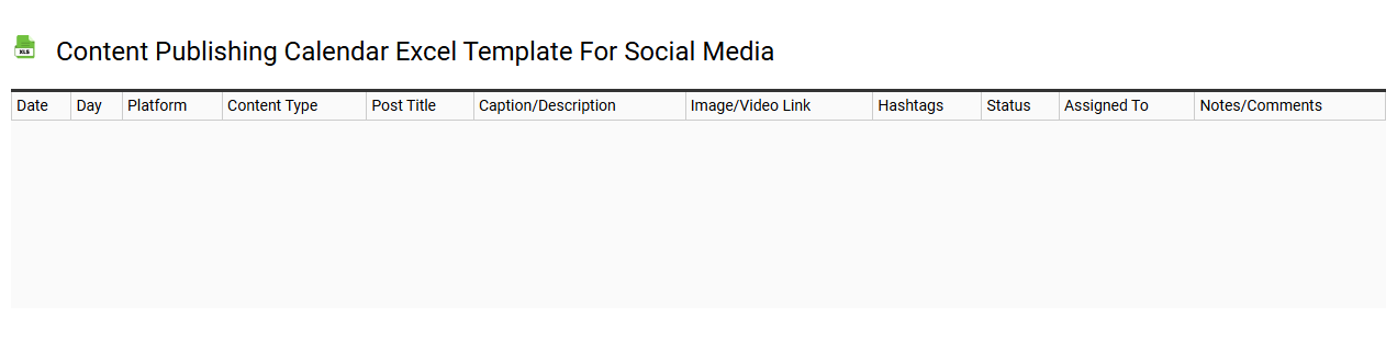 Content publishing calendar Excel template for social media