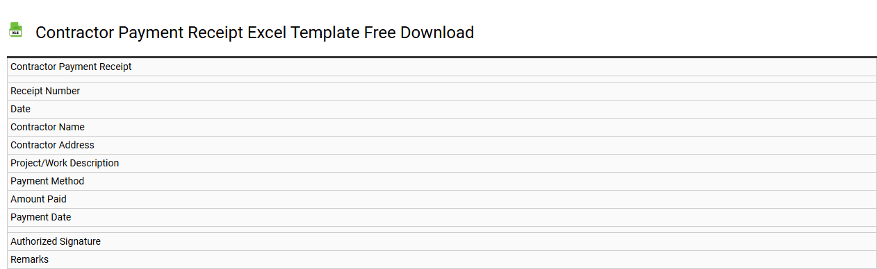Contractor payment receipt Excel template free download