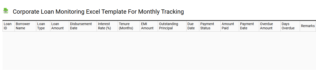 Corporate loan monitoring Excel template for monthly tracking