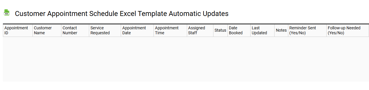 Customer appointment schedule Excel template automatic updates