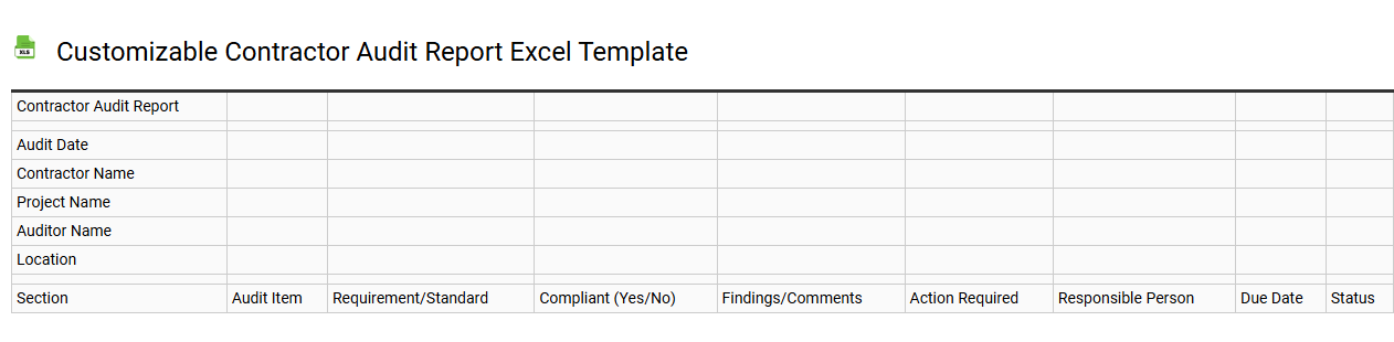 Customizable contractor audit report Excel template