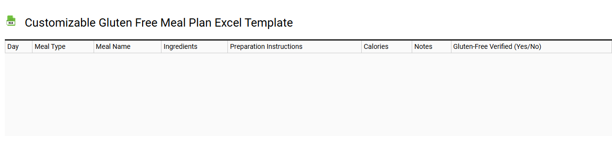 Customizable gluten free meal plan Excel template