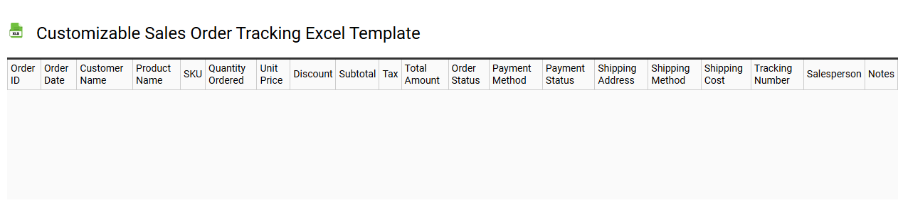 Customizable sales order tracking Excel template