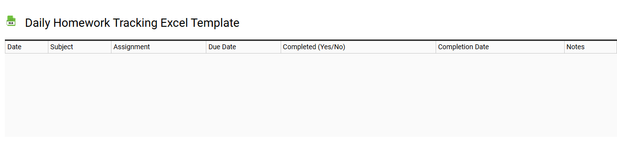 Daily homework tracking Excel template