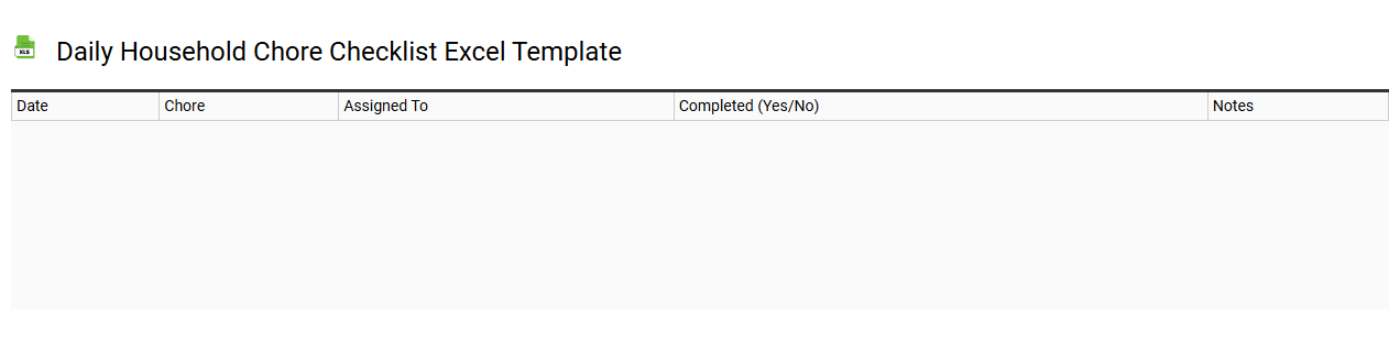 Daily household chore checklist Excel template