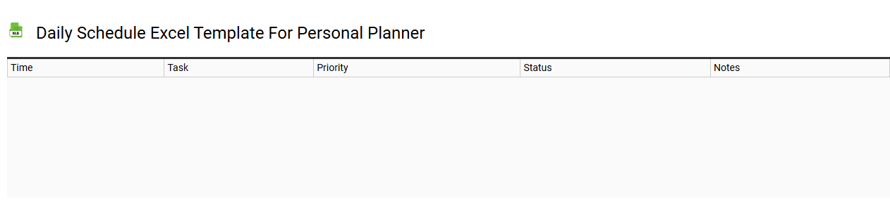 Daily schedule Excel template for personal planner