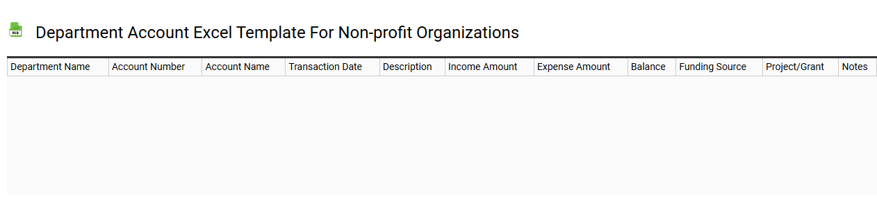 Department account Excel template for non-profit organizations