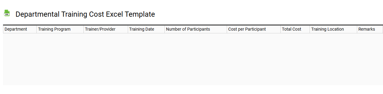 Departmental training cost Excel template