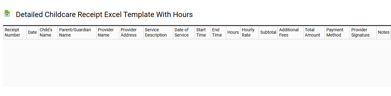 Detailed childcare receipt Excel template with hours