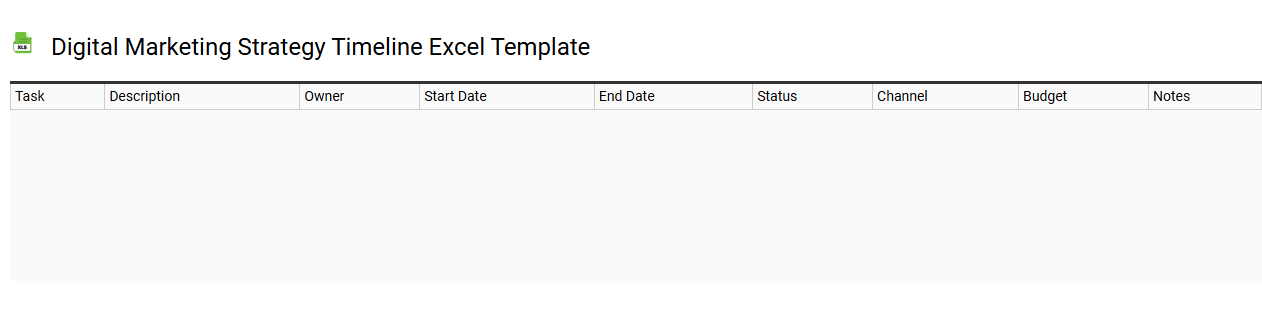 Digital marketing strategy timeline Excel template