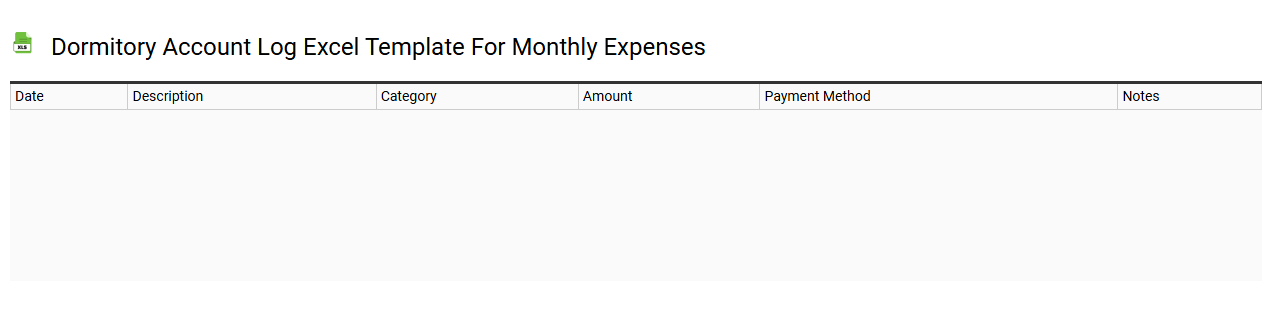 Dormitory account log Excel template for monthly expenses
