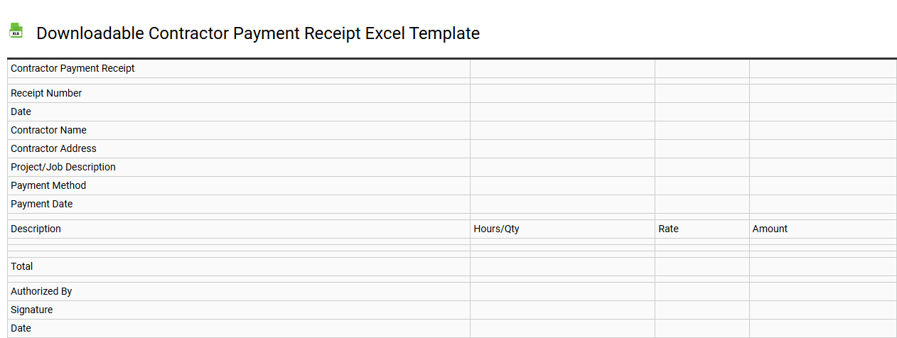 Downloadable contractor payment receipt Excel template