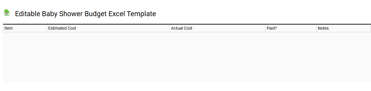 Editable baby shower budget Excel template