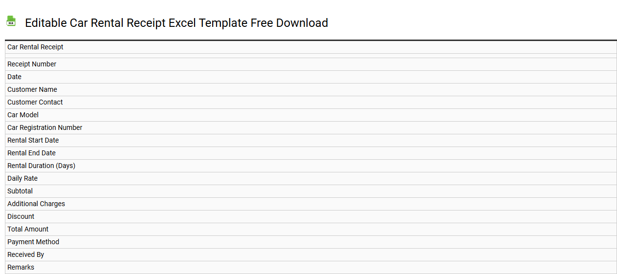 Editable car rental receipt Excel template free download