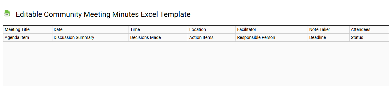 Editable community meeting minutes Excel template