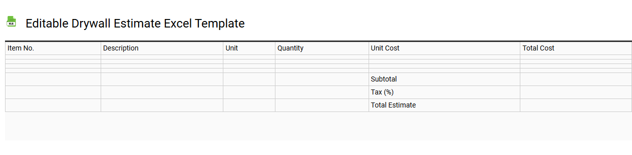 Editable drywall estimate Excel template