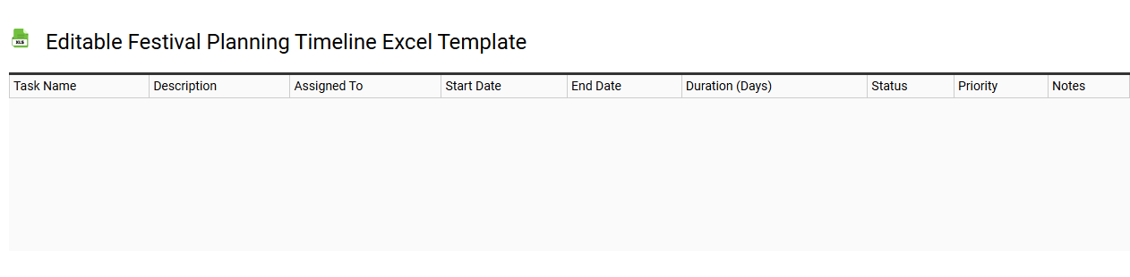 Editable festival planning timeline Excel template