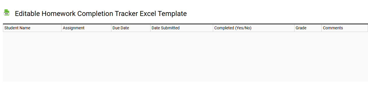Editable homework completion tracker Excel template