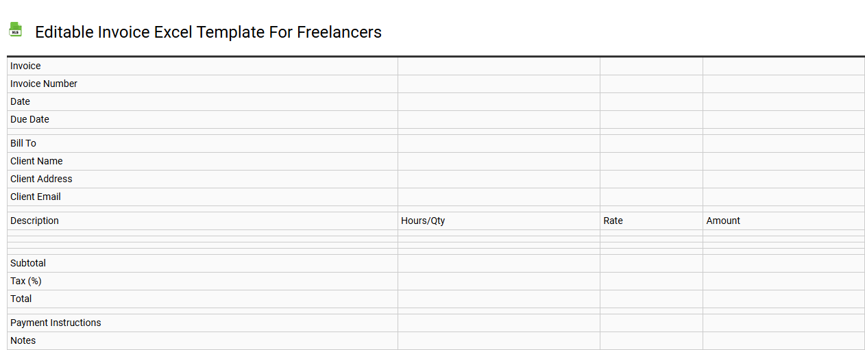 Editable invoice Excel template for freelancers