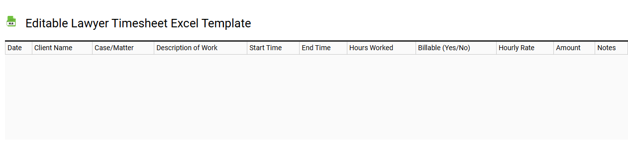 Editable lawyer timesheet Excel template
