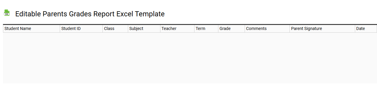 Editable parents grades report Excel template
