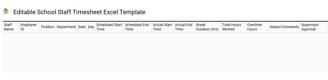 Editable school staff timesheet Excel template