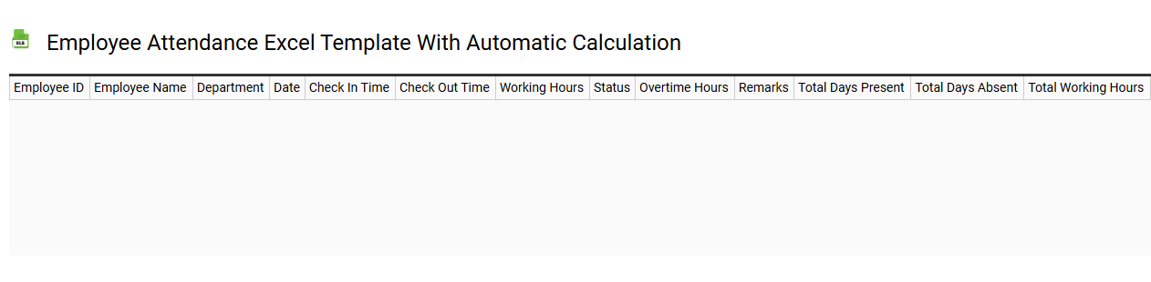 Employee attendance Excel template with automatic calculation