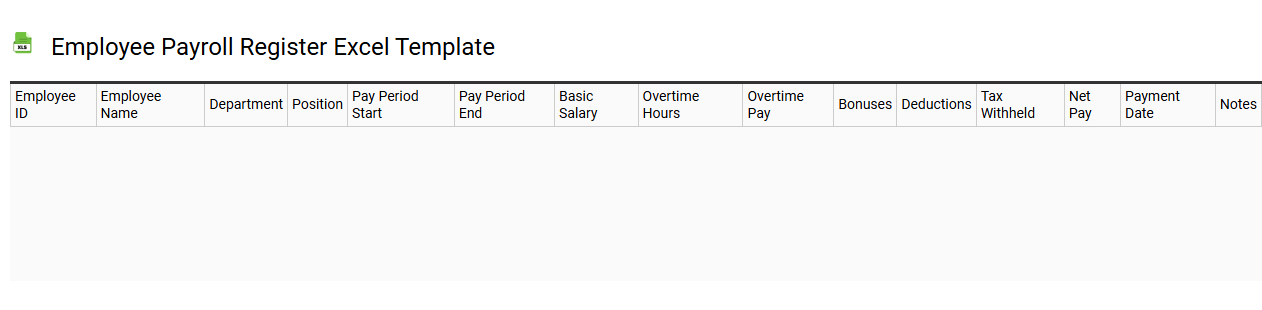 Employee payroll register Excel template