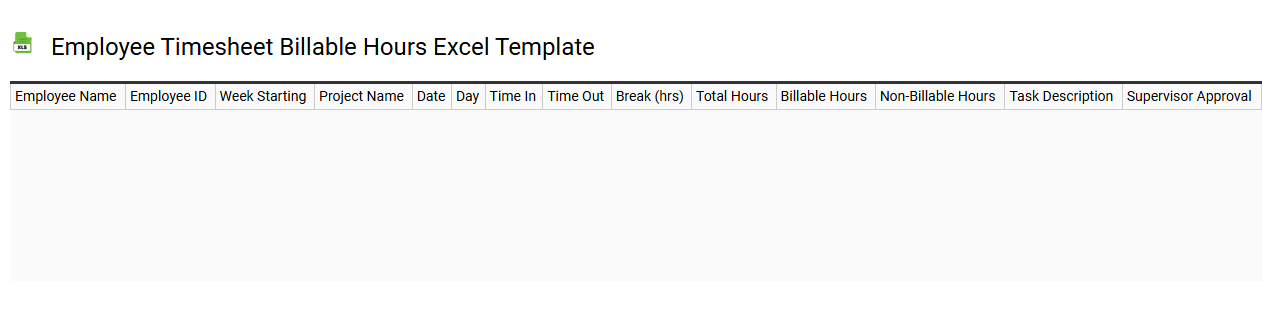 Employee timesheet billable hours Excel template