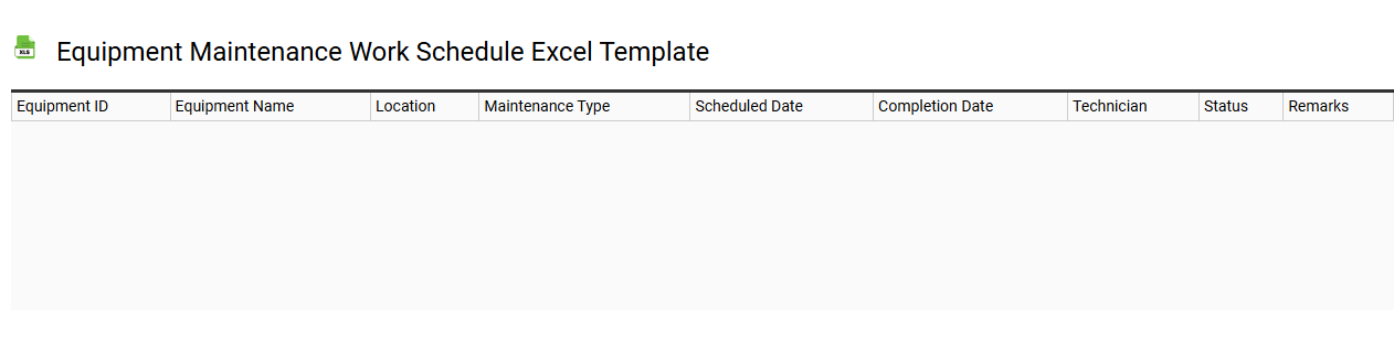 Equipment maintenance work schedule Excel template