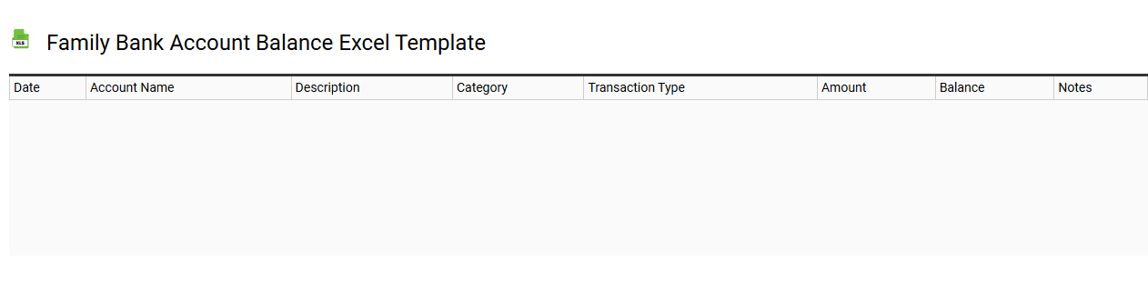 Family bank account balance Excel template