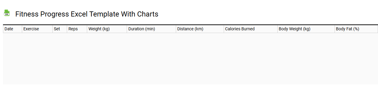 Fitness progress Excel template with charts