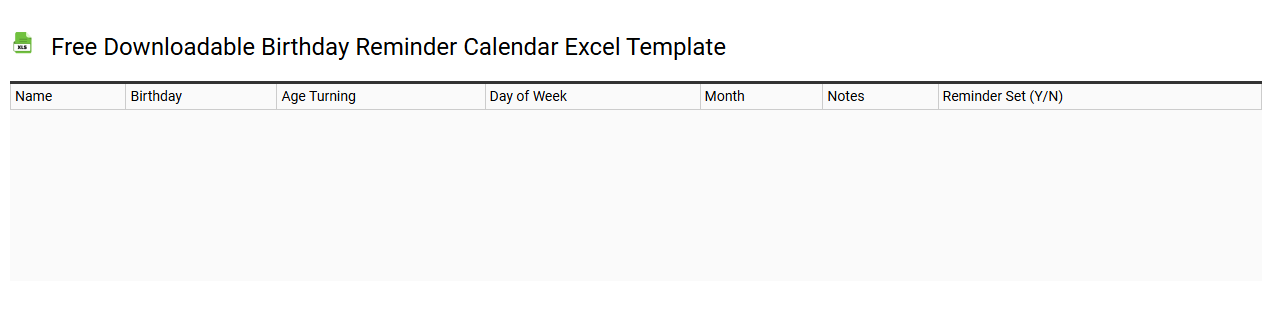 Free downloadable birthday reminder calendar Excel template