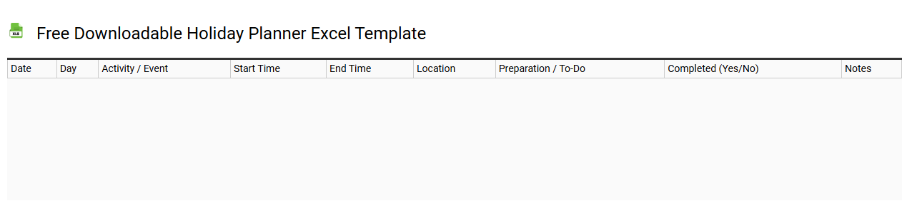 Free downloadable holiday planner Excel template