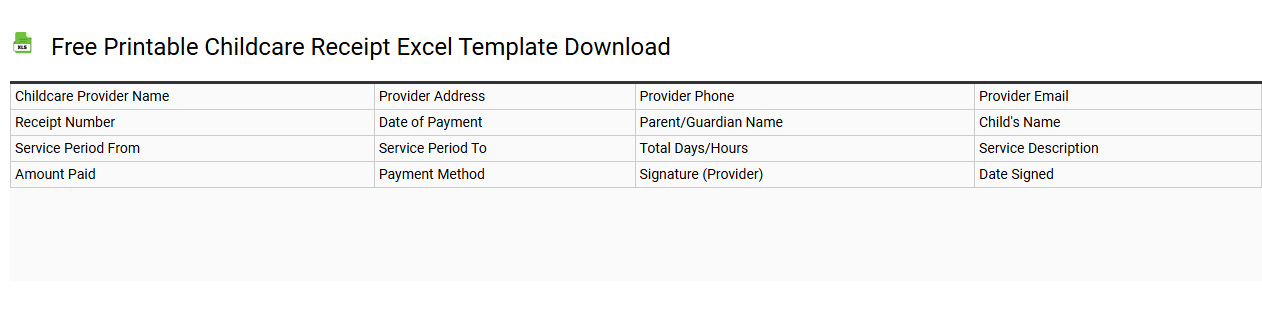 Free printable childcare receipt Excel template download