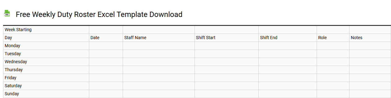 Free weekly duty roster Excel template download