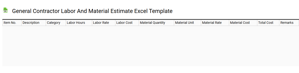 General contractor labor and material estimate Excel template