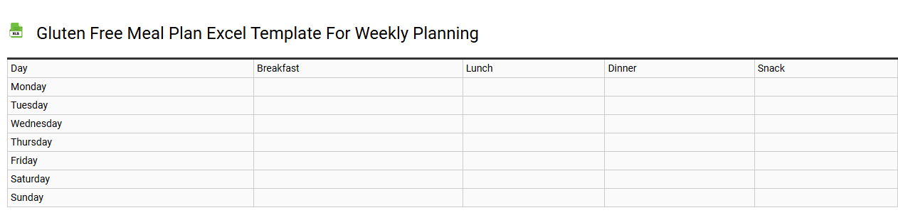Gluten free meal plan Excel template for weekly planning